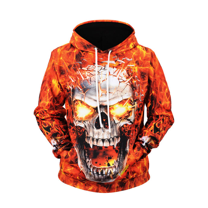 Hoodie 2019 New Style Fire Skull Printed Men's Sweatshirts & Hoodies Large Size  Coat Autumn And Winter Sweater Fashion